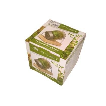 Sklenice na klíčení s keramickým podstavcem - Zdravý den - 1 ks