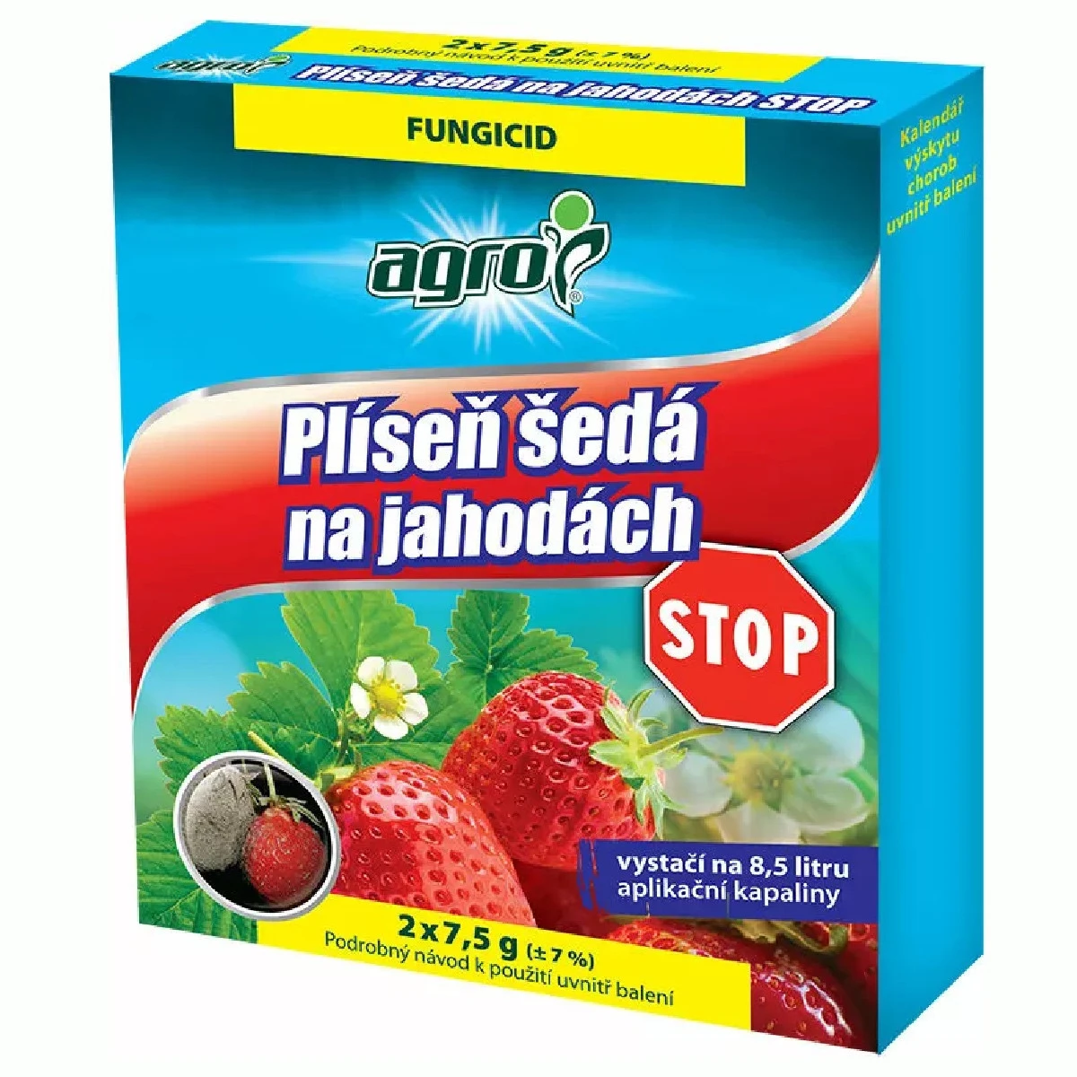 Plíseň šedá na jahodách STOP - ochrana rostlin - AgroBio - 2 x 7,5 g