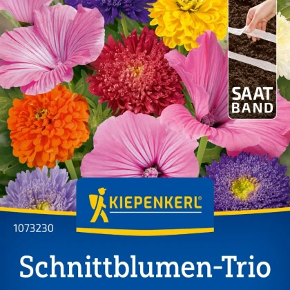 Květiny k řezu trio - astra čínská, slézovec a ostálka - výsevný pásek - 1 ks