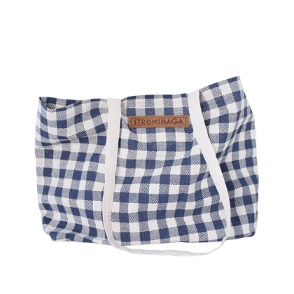 Plátěná taška s kostkovaným vzorem - modro-bílá - Strömshaga AB - 1 ks