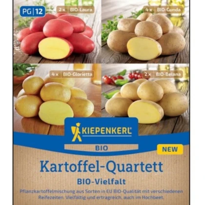 BIO sadbové brambory - 4 druhy - rozmanitost - Solanum tuberosum - bio brambory - 12 ks