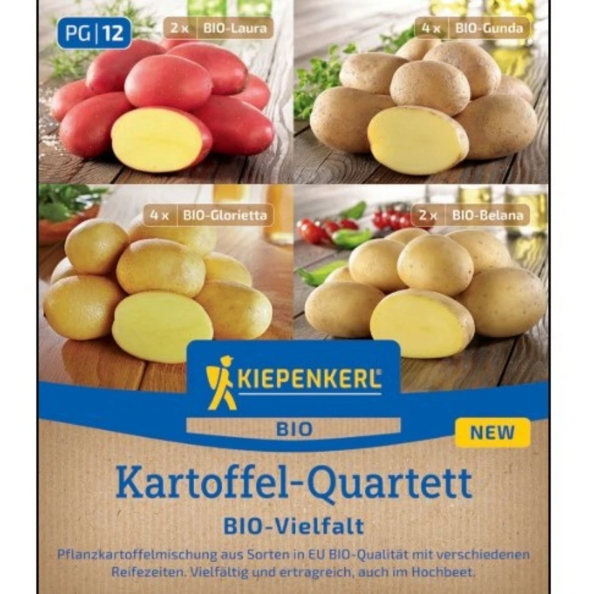 BIO sadbové brambory - 4 druhy - rozmanitost - Solanum tuberosum - bio brambory - 12 ks