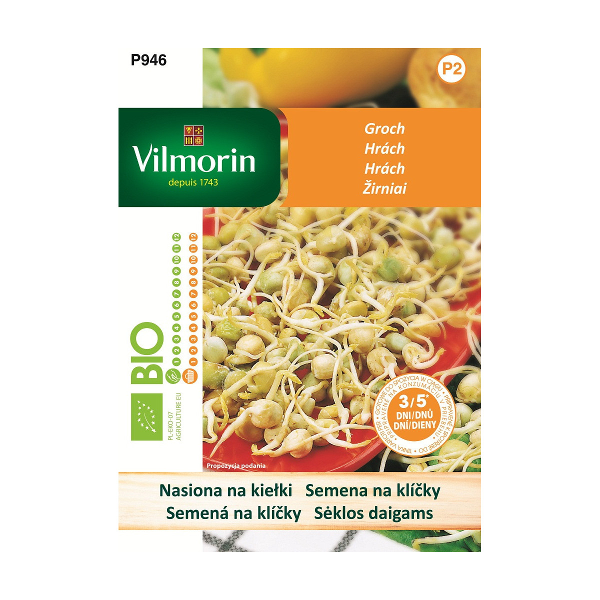 Bio hrách - bio semena na klíčky - 40 g